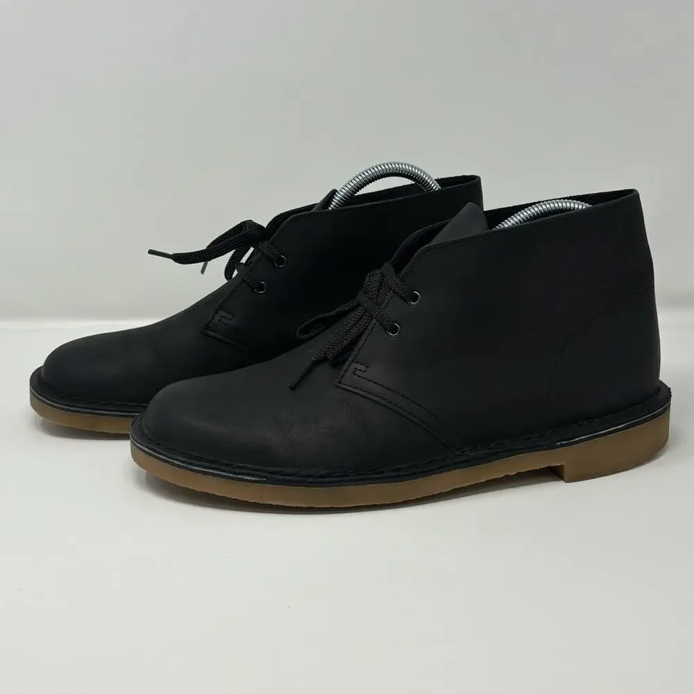 Clarks Bushacre Men's Minimalist Style Chukka Boot Black Leather Size 8.5 M - Picture 9 of 12